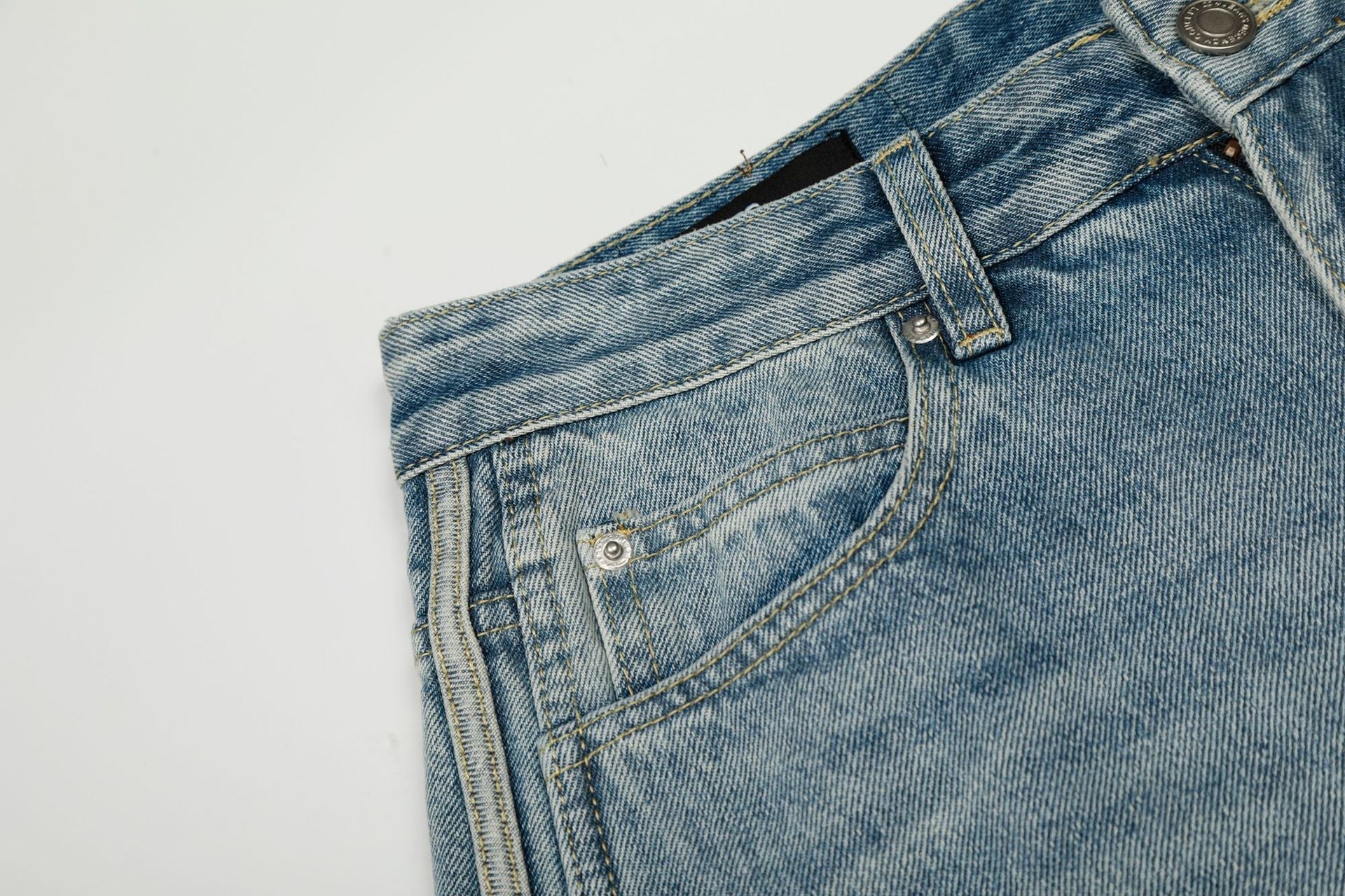Washed Side Stripe Curved Denim Jeans