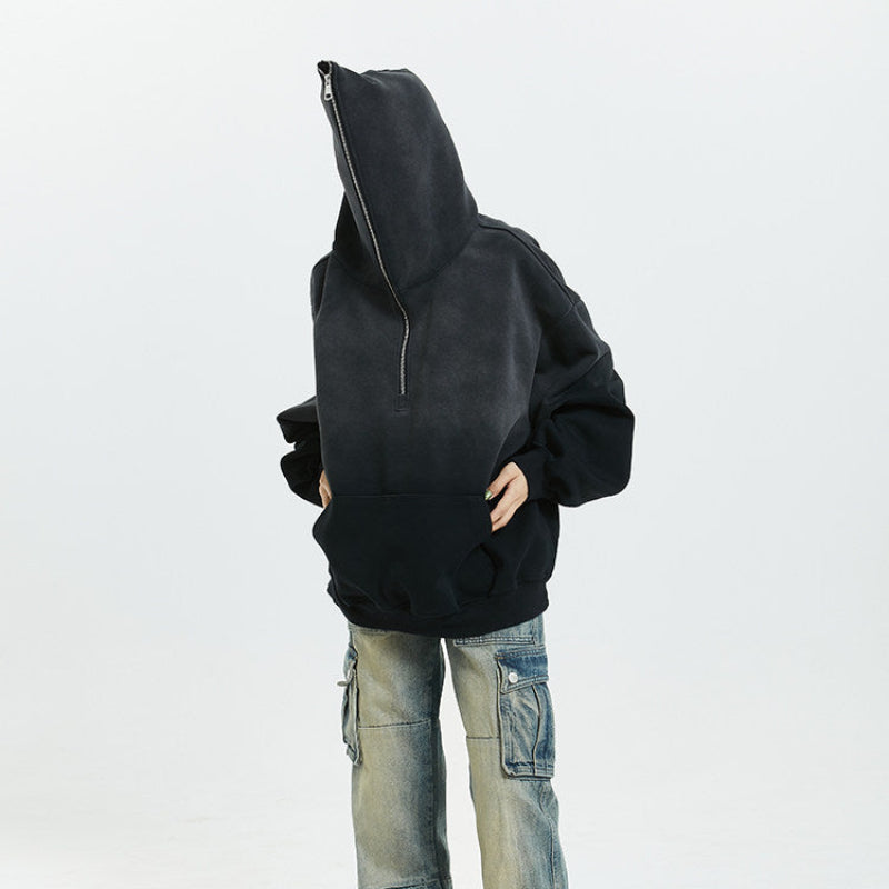 Gradient Half Zip Oversize Hoodie