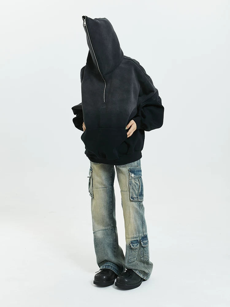 Gradient Half Zip Oversize Hoodie