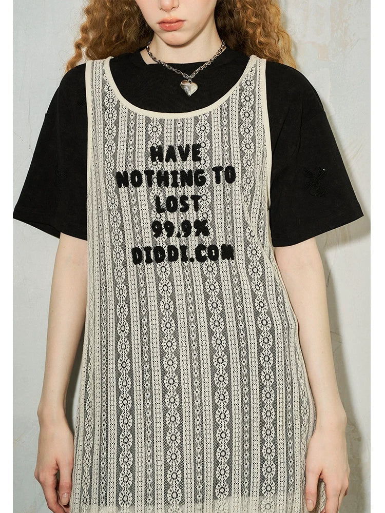 Embroidery Hollow Lace Tank Top Dress