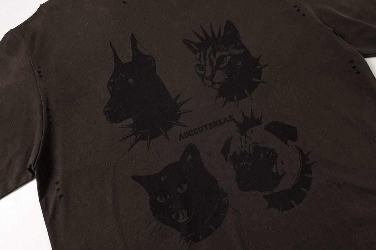 Damage Animal Print Short Sleeve T-Shirt
