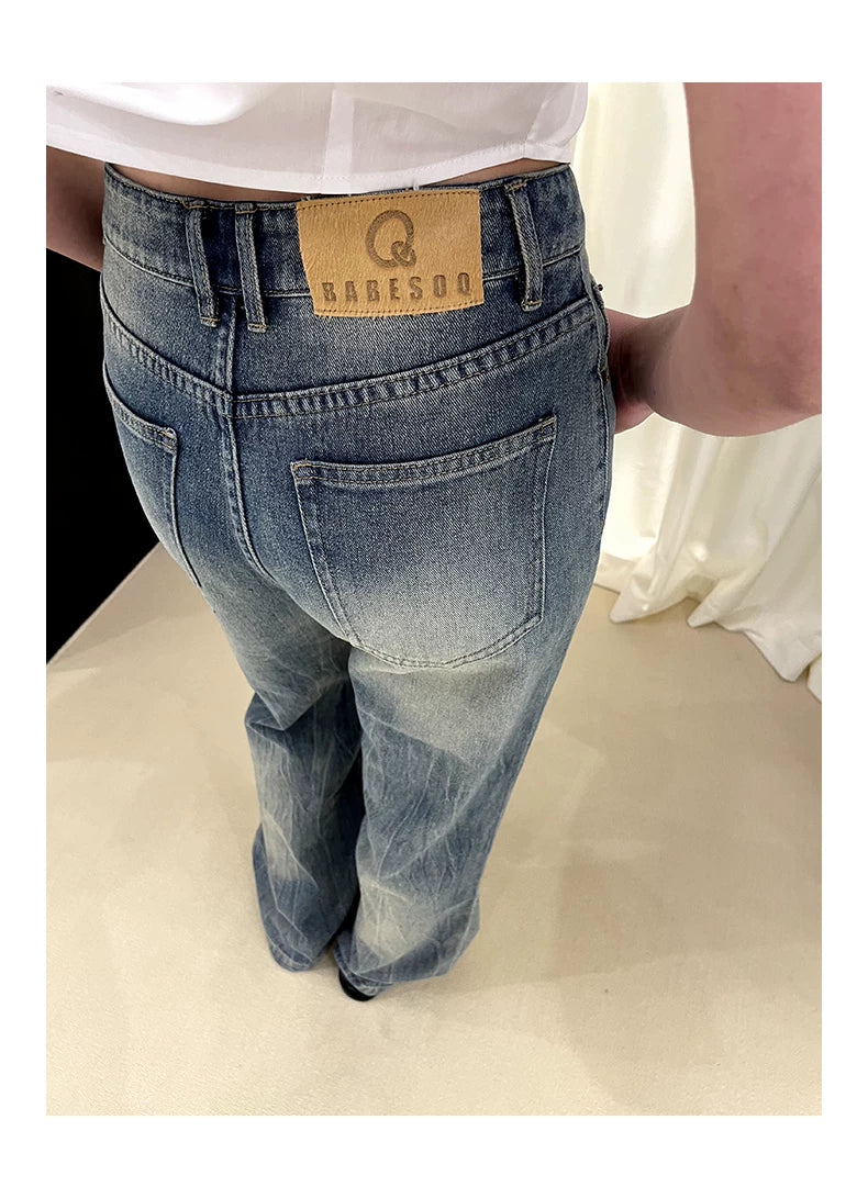 Washed Micro Flare Denim Jeans