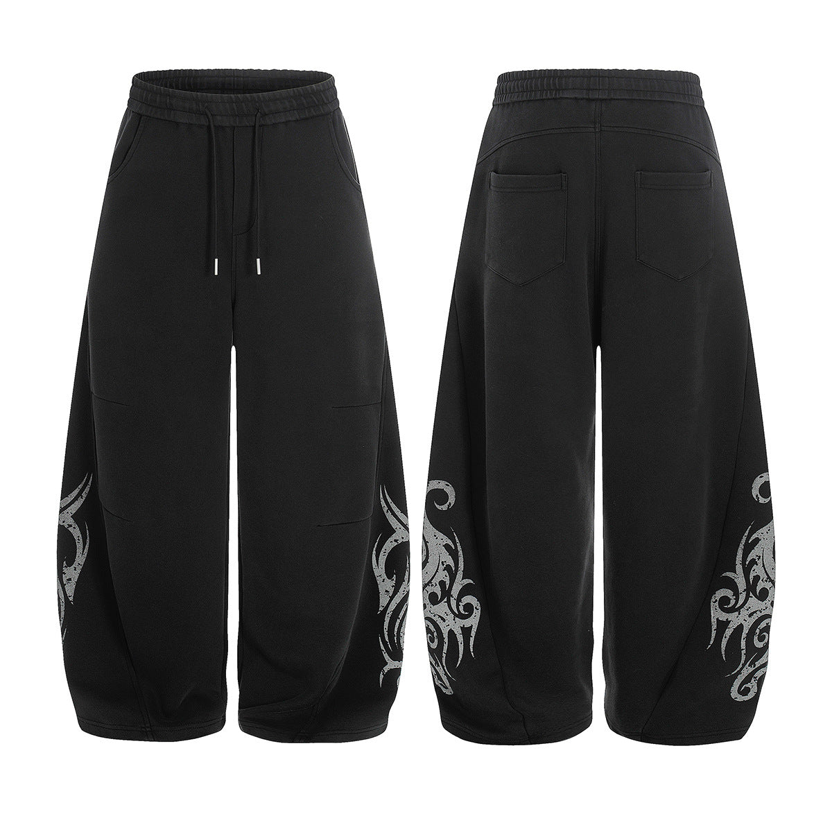 Tribal Print Drawstring Wide Leg Sweatpants