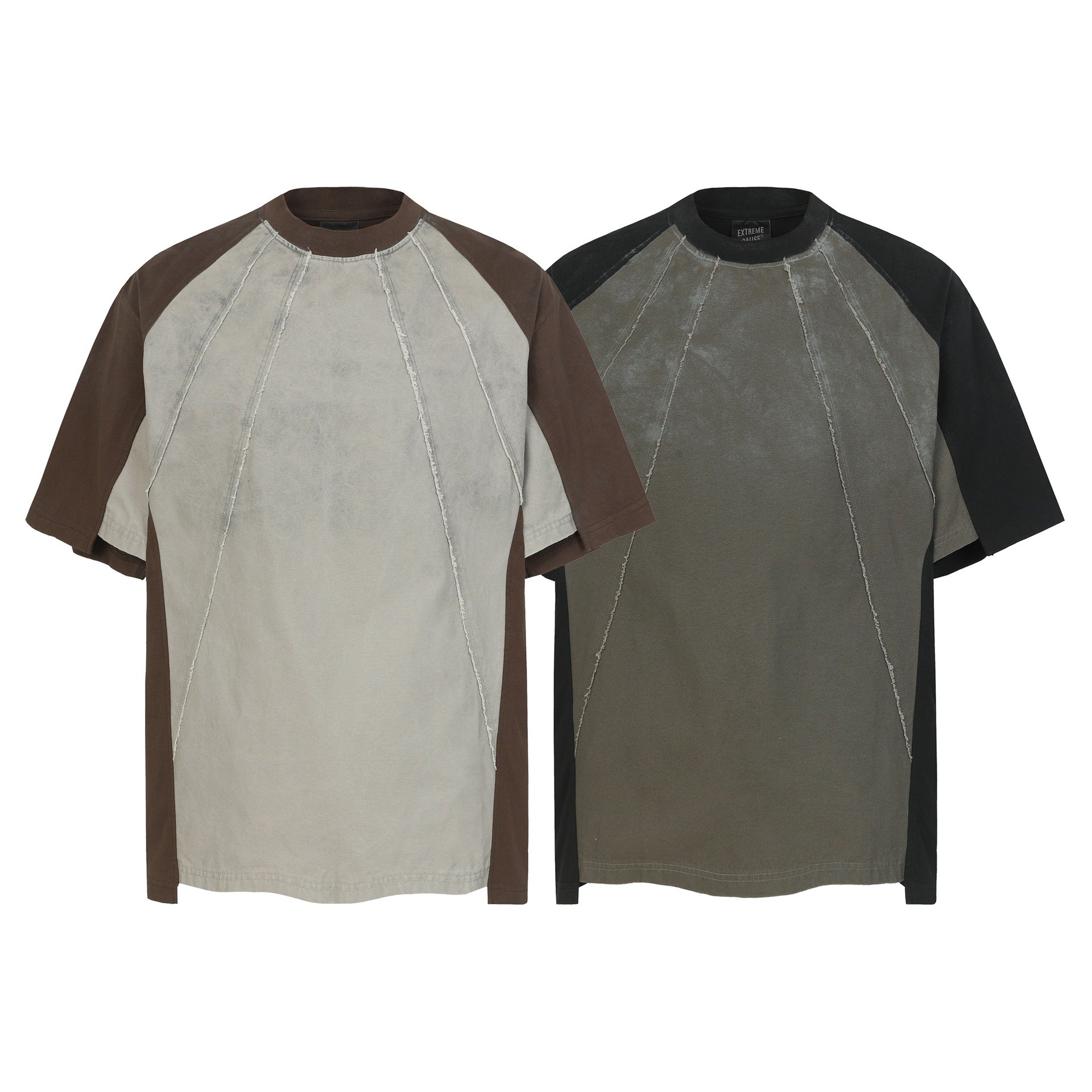 Washed Raw-Edge Splice Short Sleeve T-Shirt