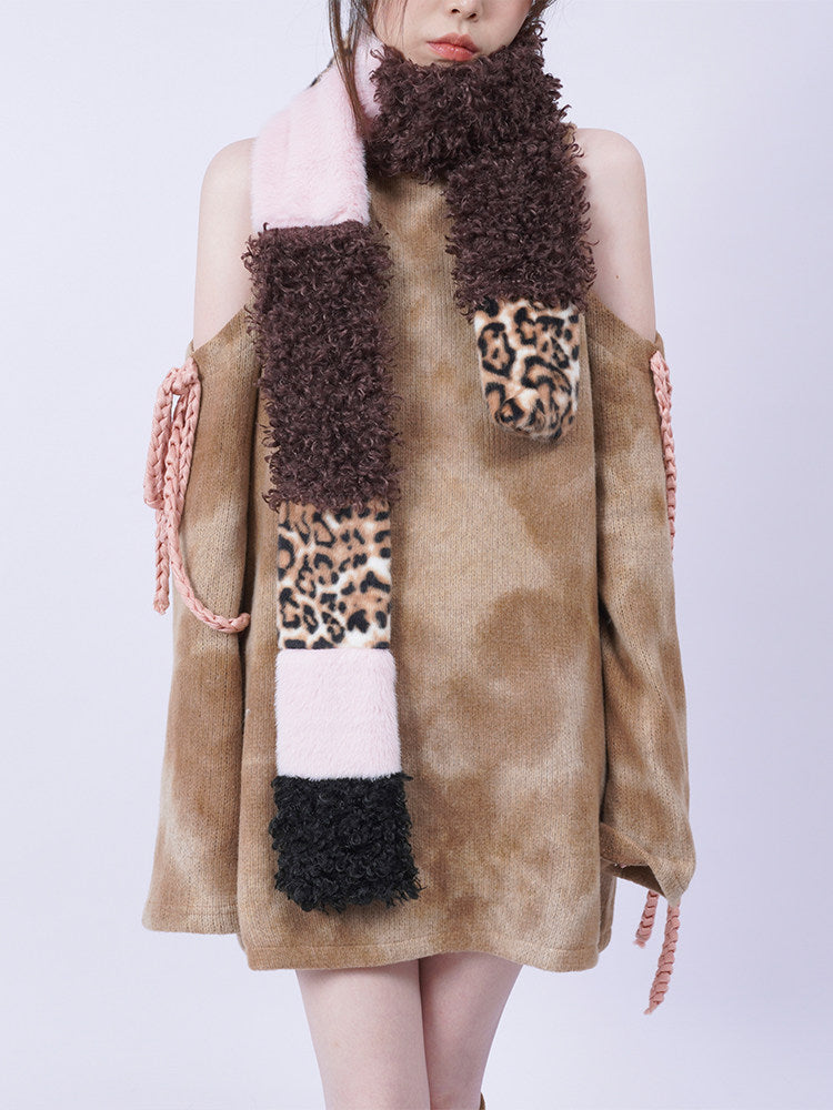 Patchwork Fake Fur Scarf