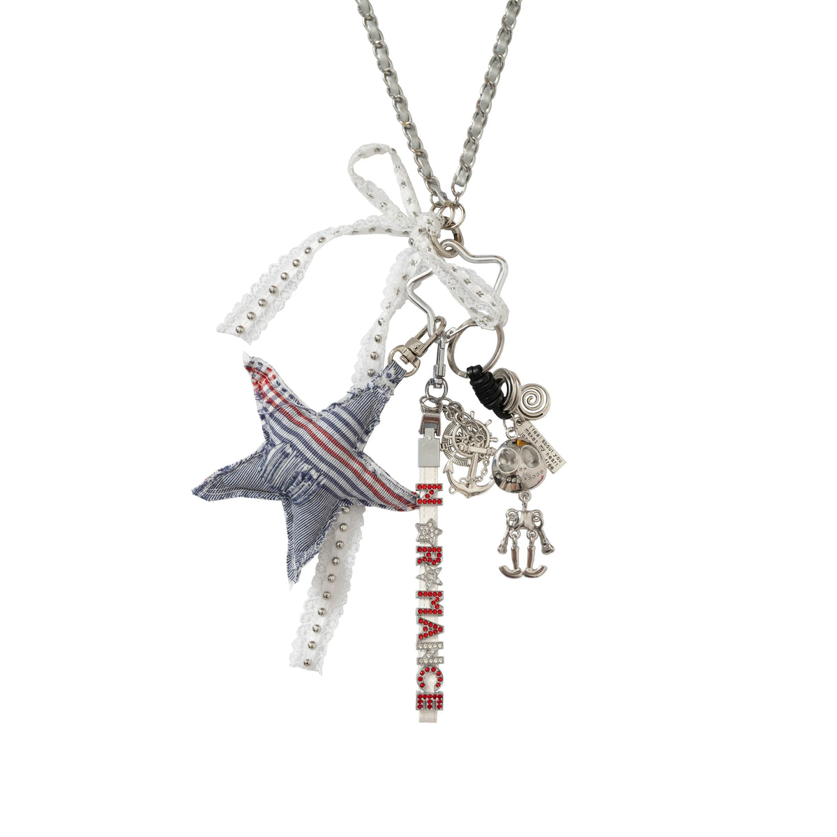 Rhinestone Star Lace Multi-Use Chain Necklace