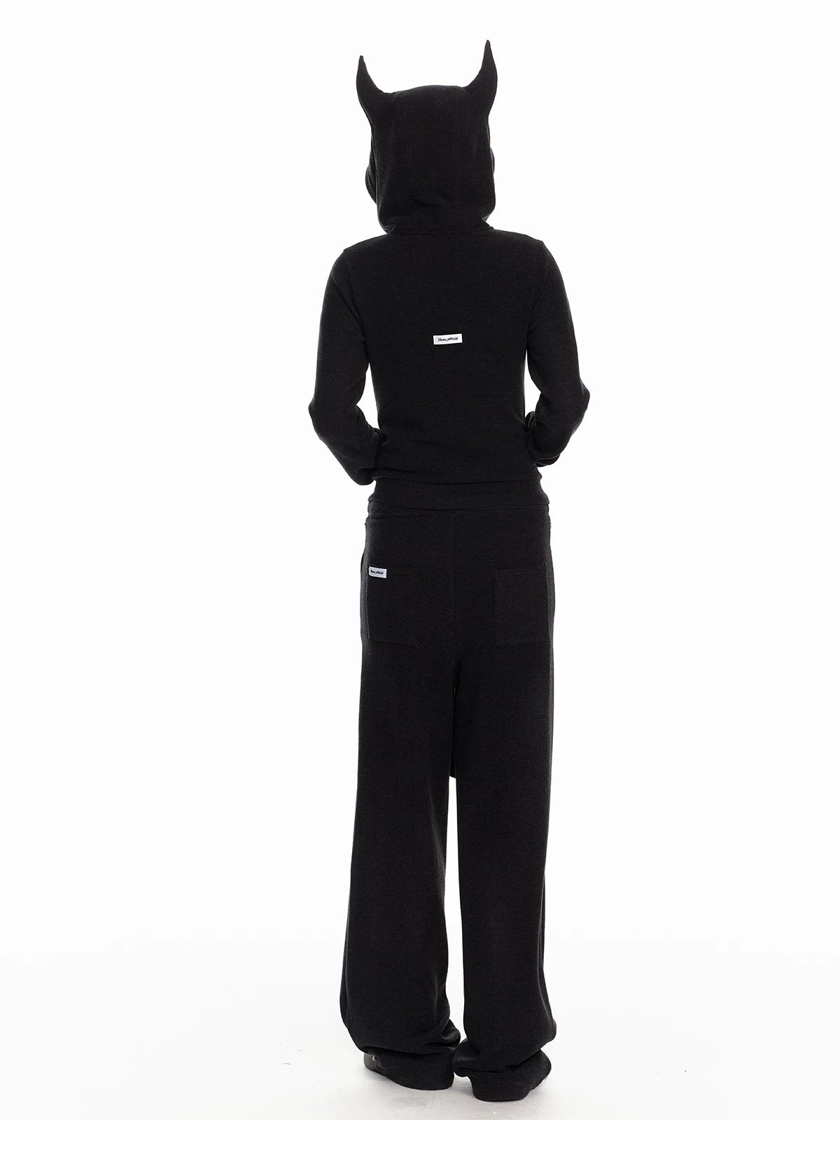 Horn Fur Collar Fuzzy Zipper Hoodie & Wide-Leg Pants Setup