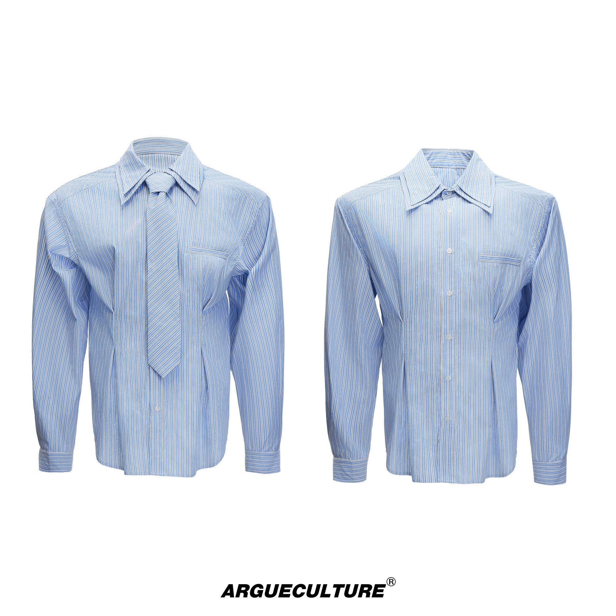 Camicia oversize con spalline a righe e design a doppia cravatta