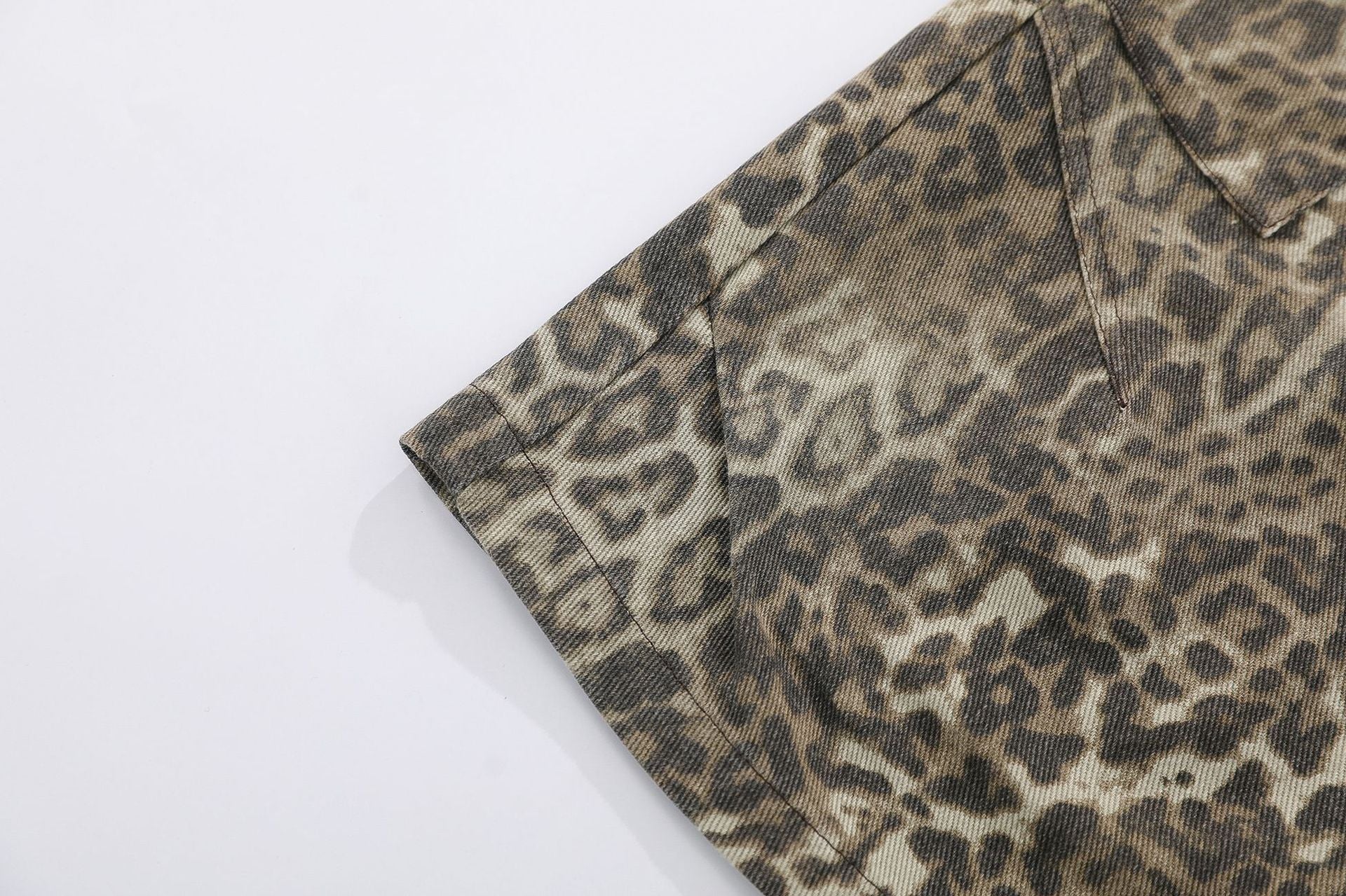 Leopard Print Multi-Pocket Wide Leg Jort