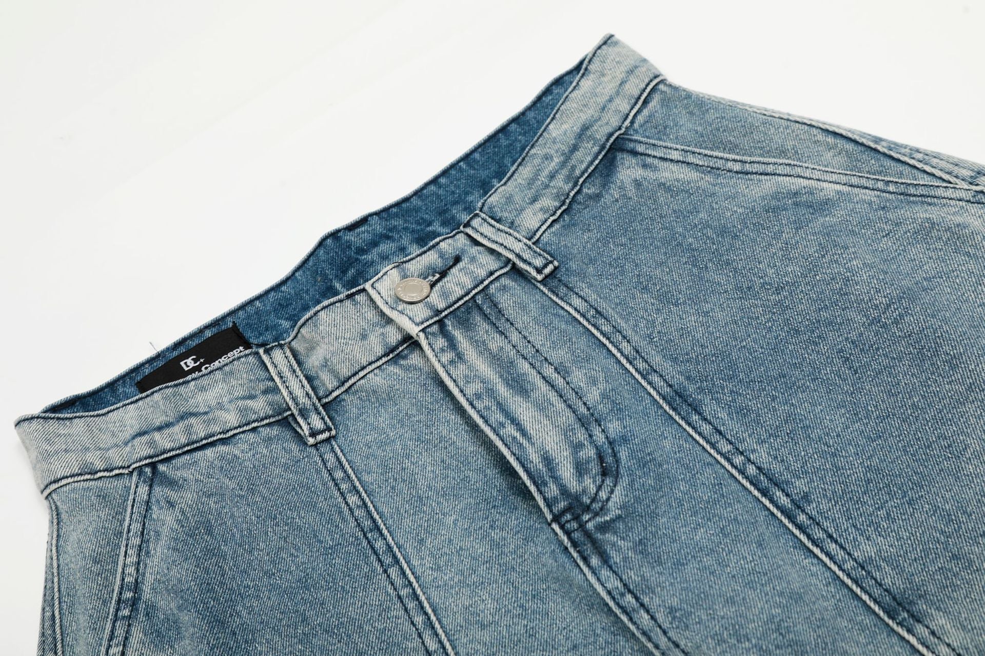 Washed Multi Pocket Curved Denim Jeans