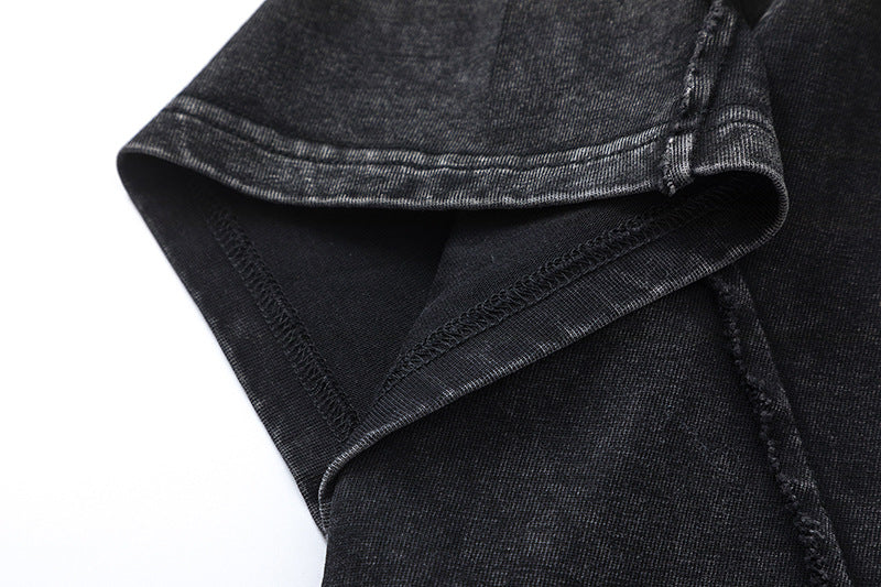 Heavyweight Wash Raw Edge Patchwork Short Sleeve T-Shirt