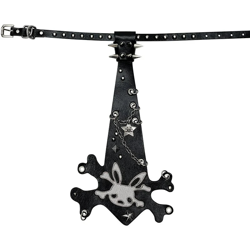 Collier cravate fantaisie tête de lapin