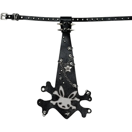 Collar de corbata falsa con calavera de conejo - Negro / talla única