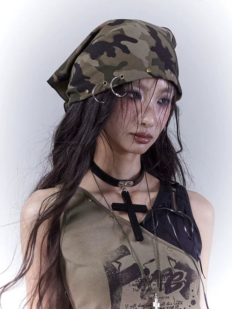 Stud Camouflage Damage Square Scarf