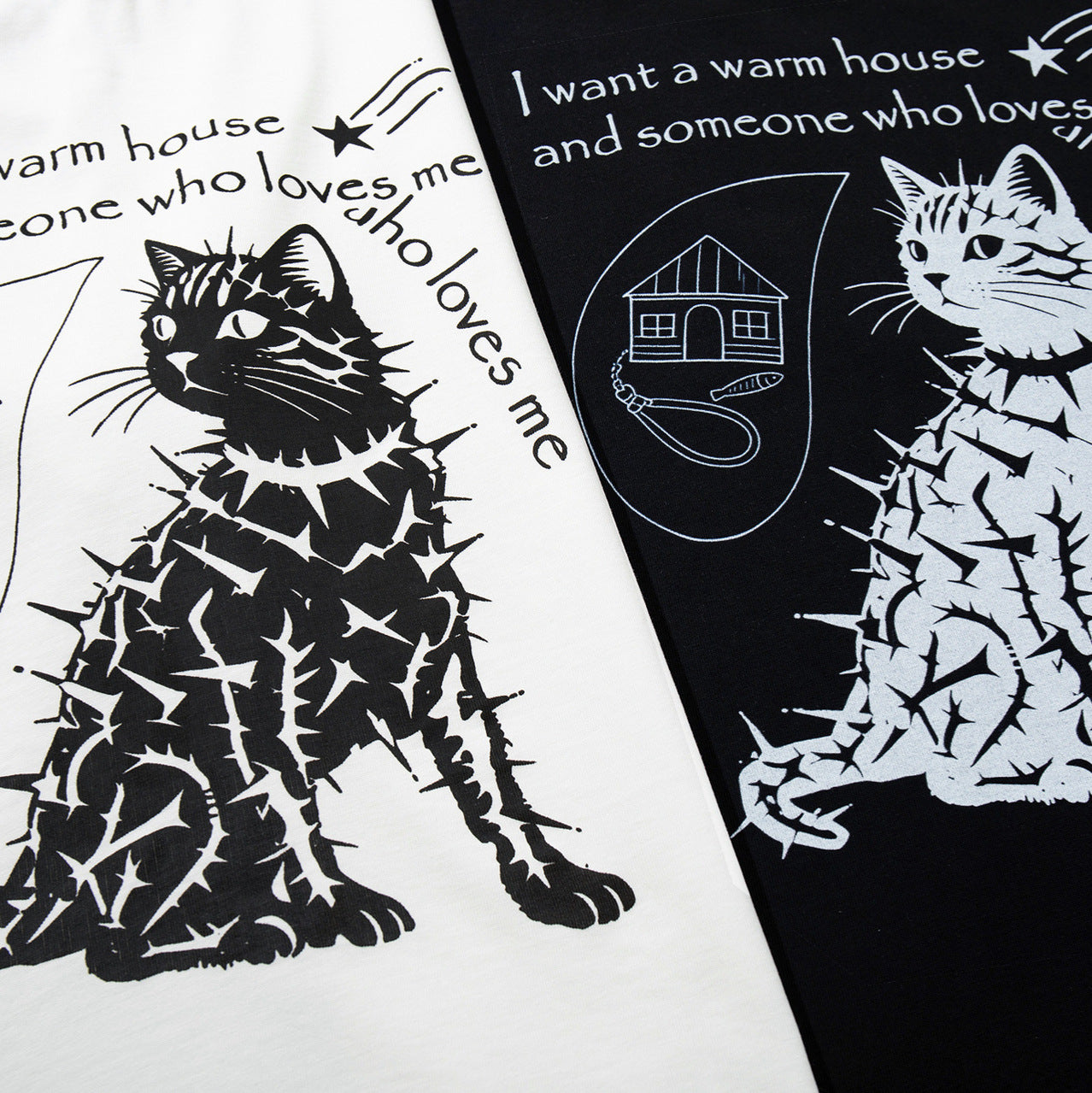 Stud Cat Print Short Sleeve T-Shirt