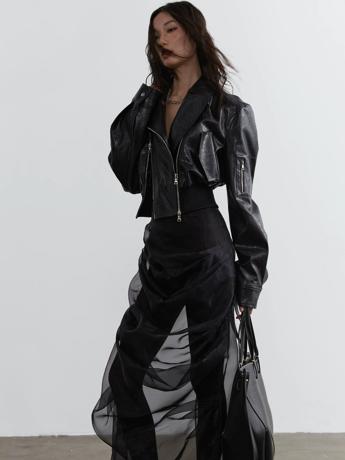 See-Through Chiffon Skirt And Long Skirt