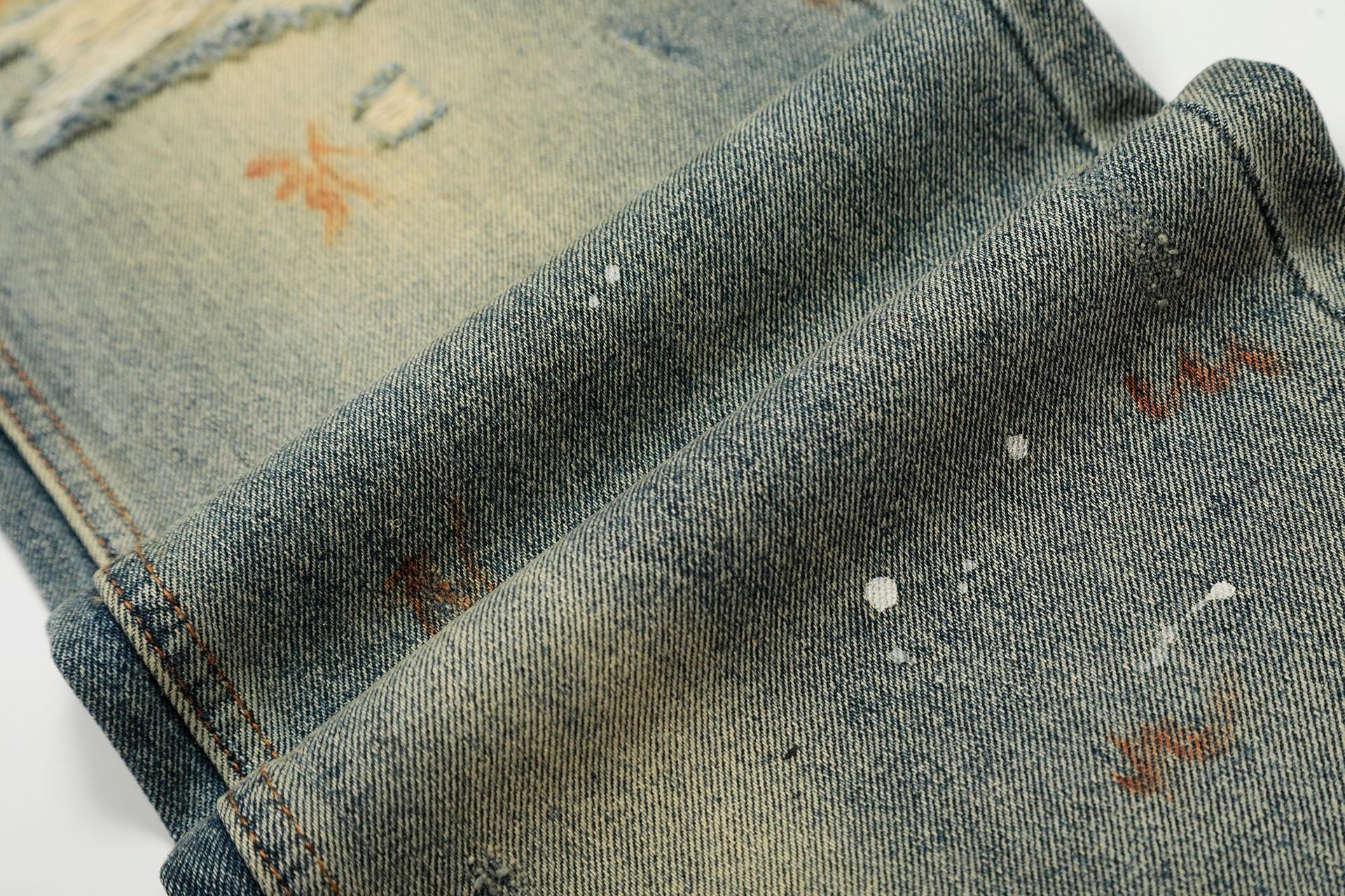 Dirty Washed Damage Flare Denim Jeans