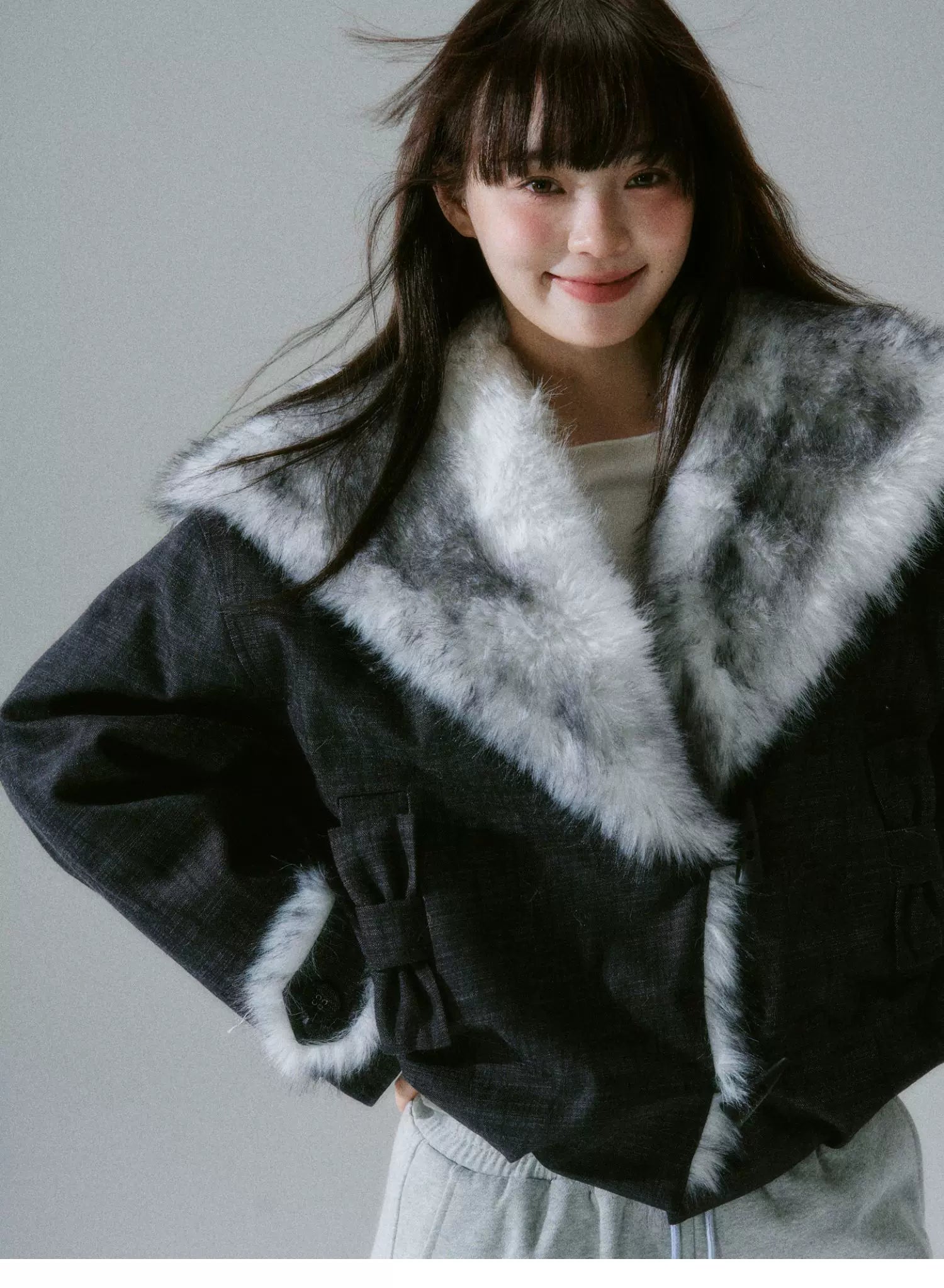 Plush Flower Bud Short Jacket