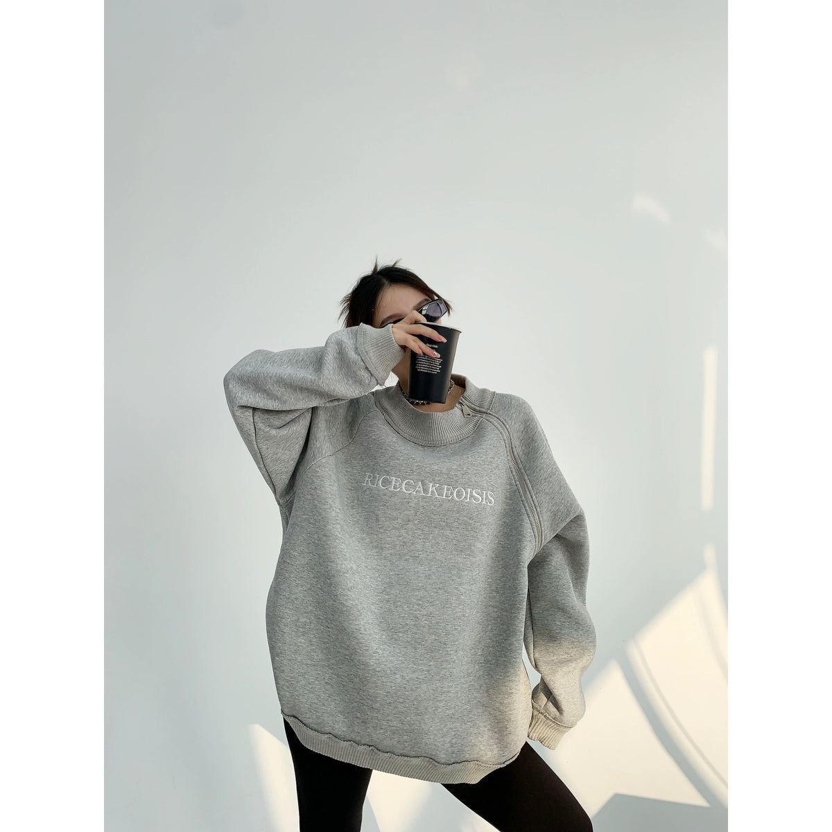 Side Zipper Design Oversized Heavyweight Sweatshirt