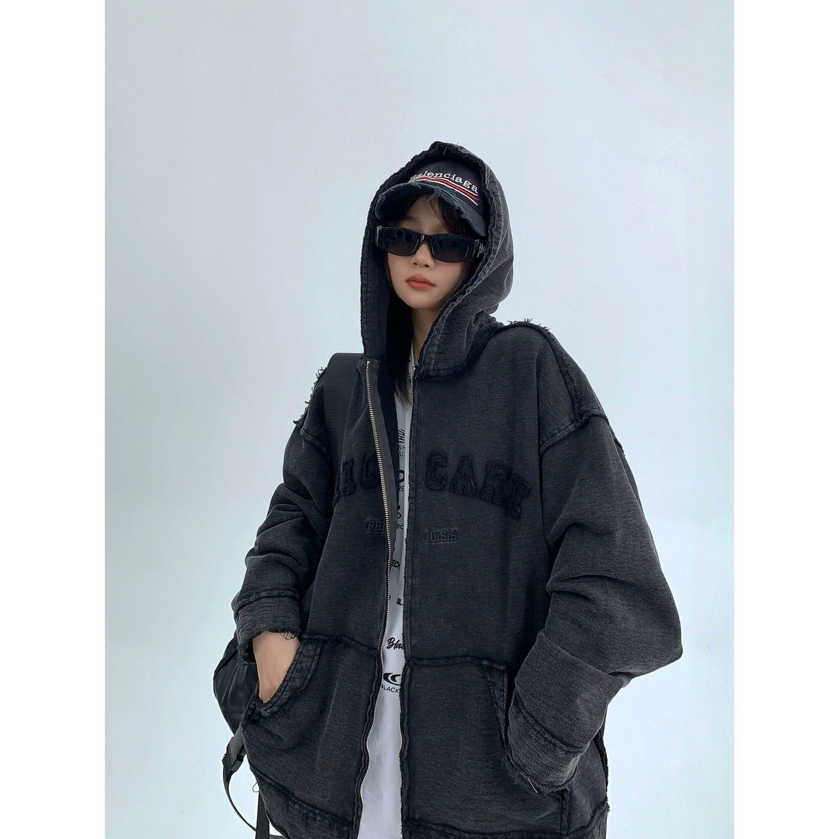 Damage Heavyweight Oversize Zipper Hoodie