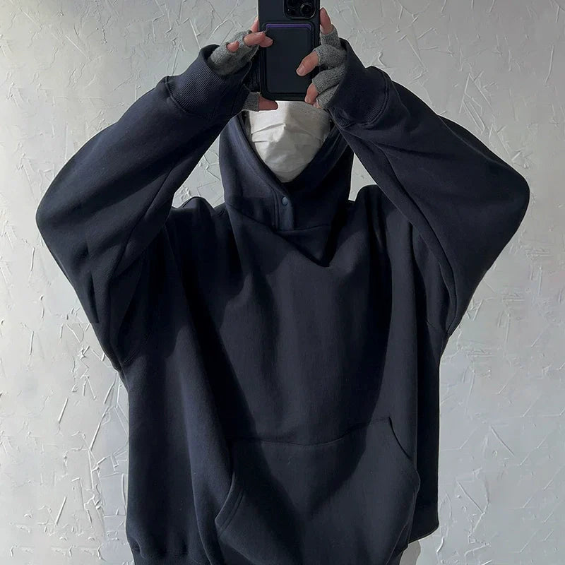 Oversize Thumbhole High-neck Hoodie