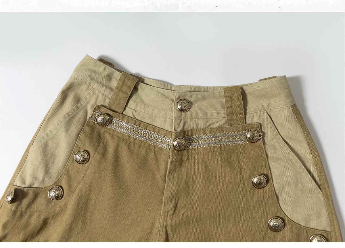 Panel Design Multi-Pocket Tapered Pants