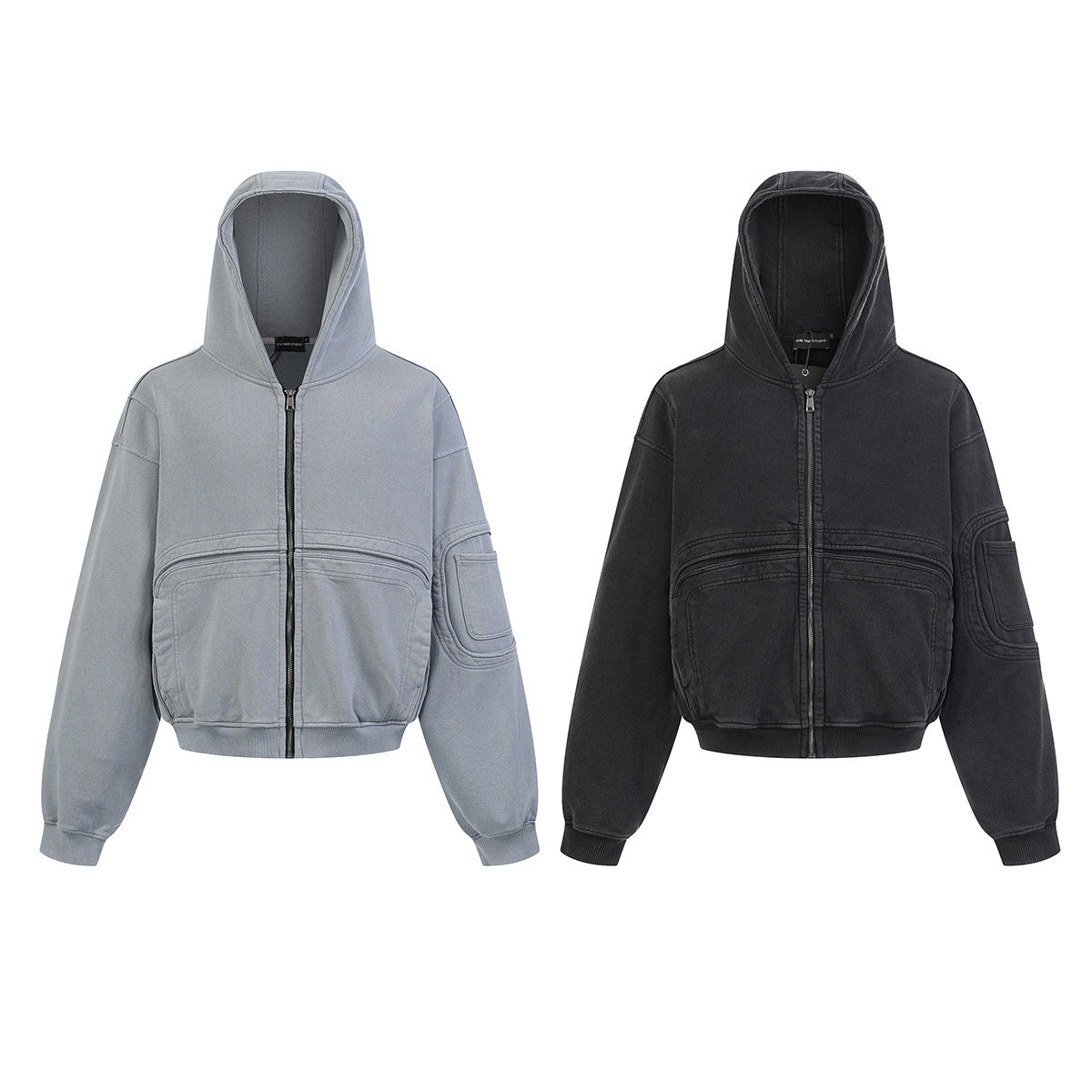 Heavyweight Wash Damage Zipper Hoodie