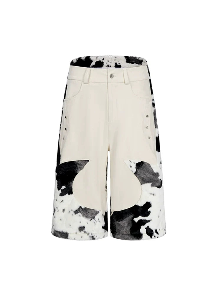 Patchwork Milk Fleece Fake Fur Short