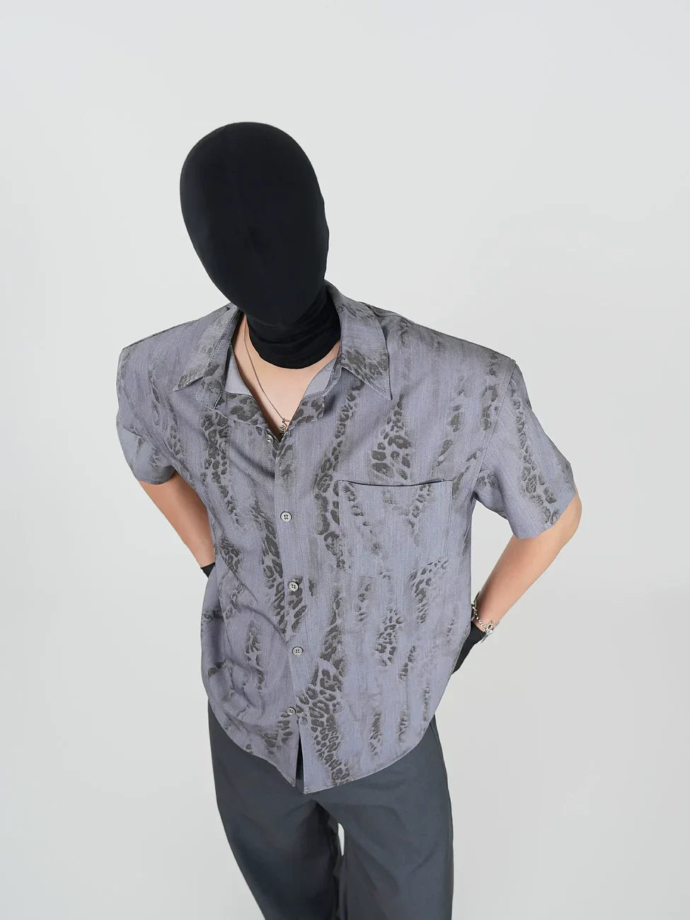 Snake Print Oversize Short Sleeve Shirt
