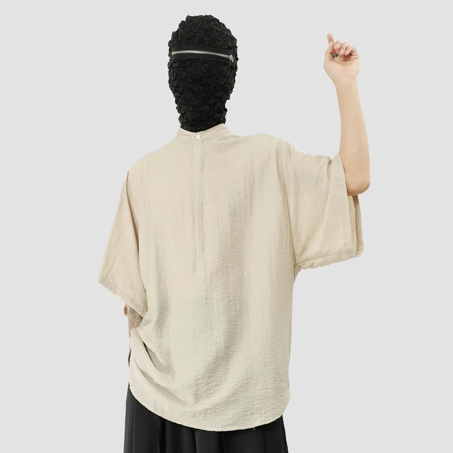 Standing-Collar Sleeve Short Sleeve Shirt