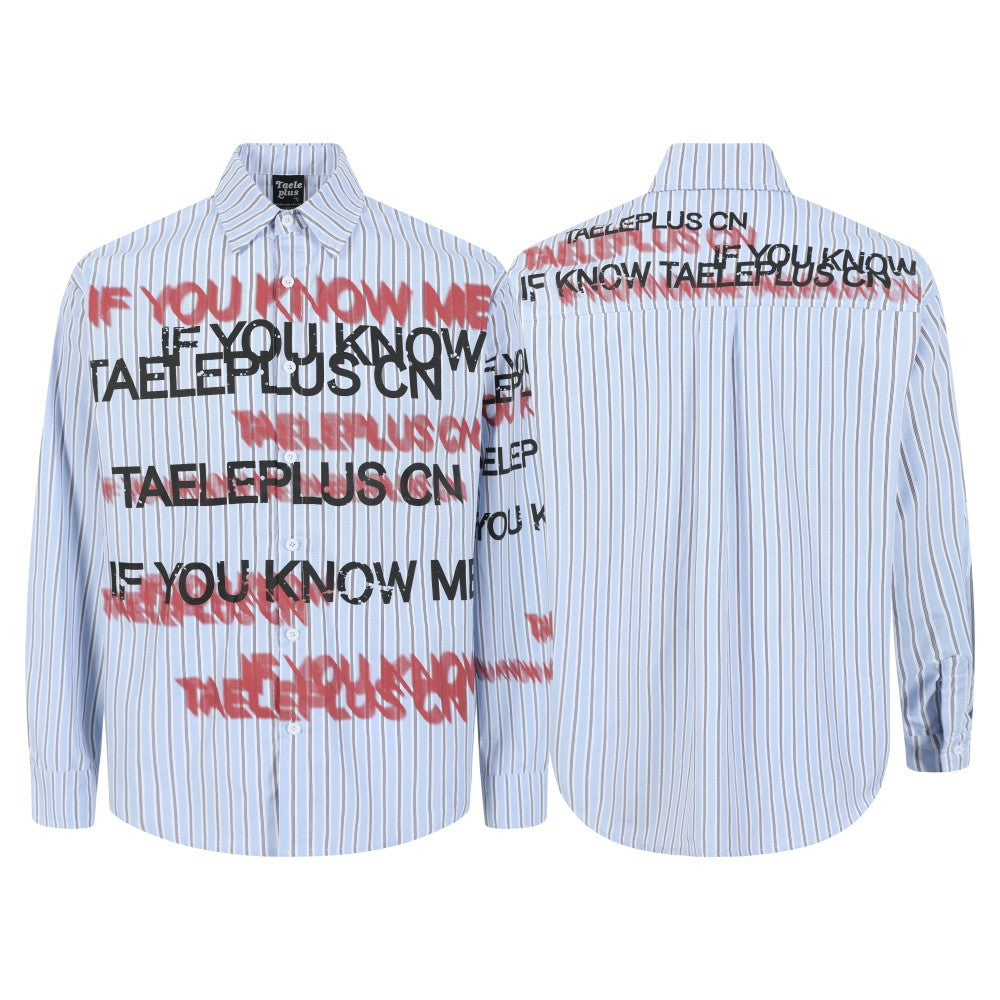 Stripe Letter Print Long Sleeve Shirt