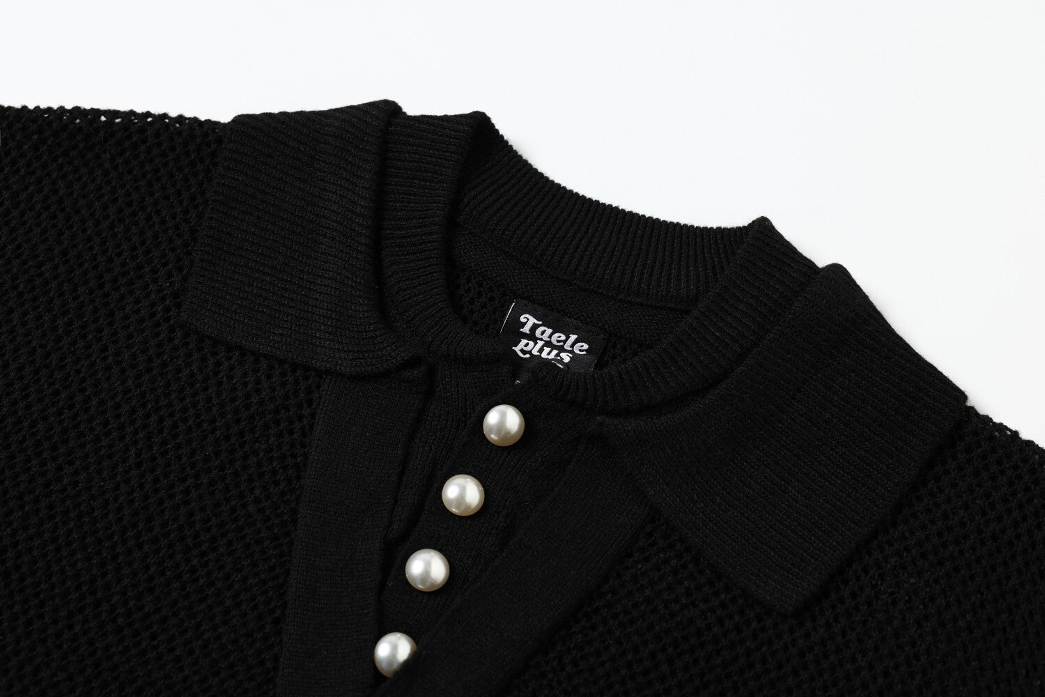 Openwork Short Sleeve Knit Polo Shirt
