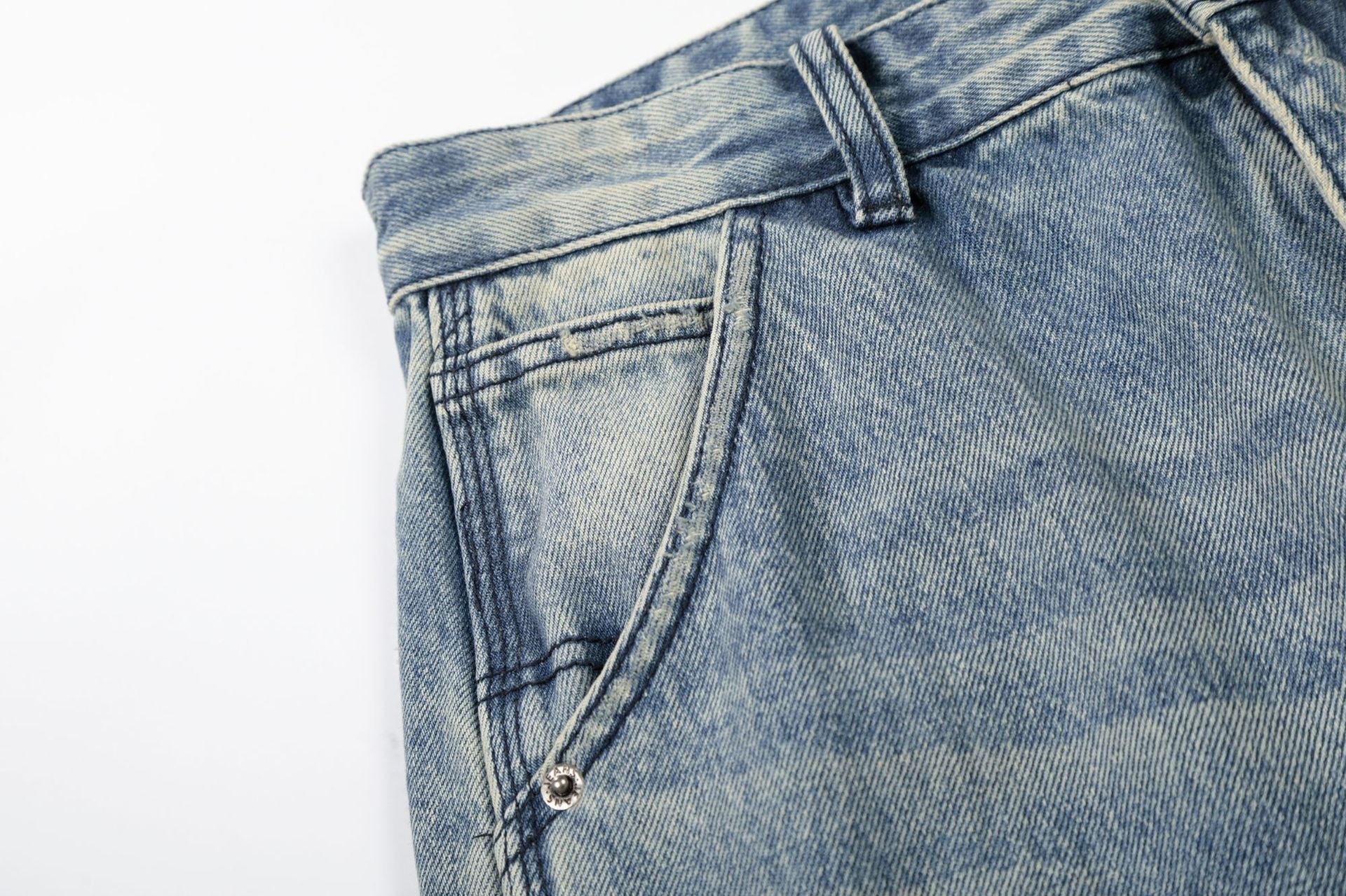 Washed Deconstruction Damage Wide Leg Denim Jeans