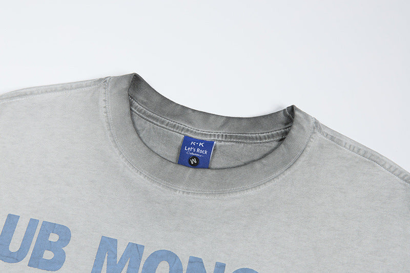 Washed Graphic Letter Print Short Sleeve T-Shirt