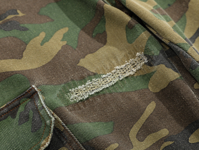 Pantaloni Cargo Svasati Mimetici Strappati