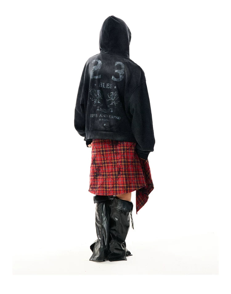 Paint Splash Graphic Print Oversize Zipper Hoodie