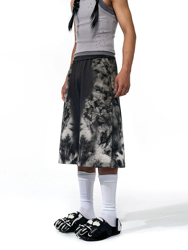Leopard Print Short Hoodie & Sweatpants & Half Sweatpants Setup