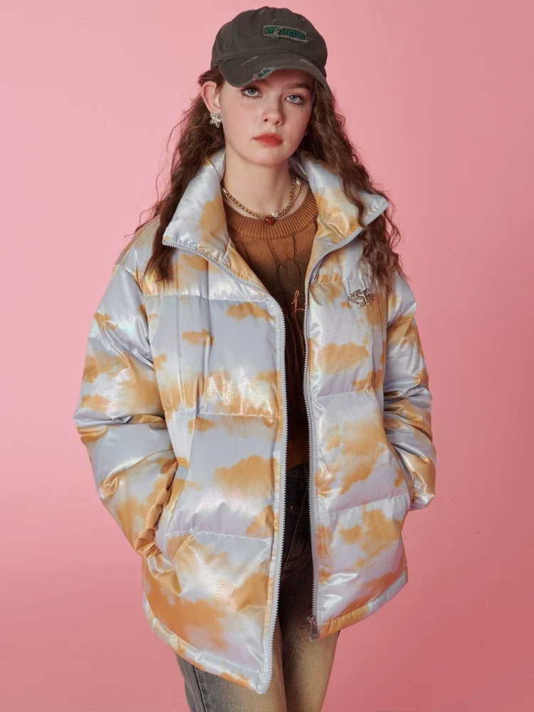Oversize High-Neck White Duck Down Jacket