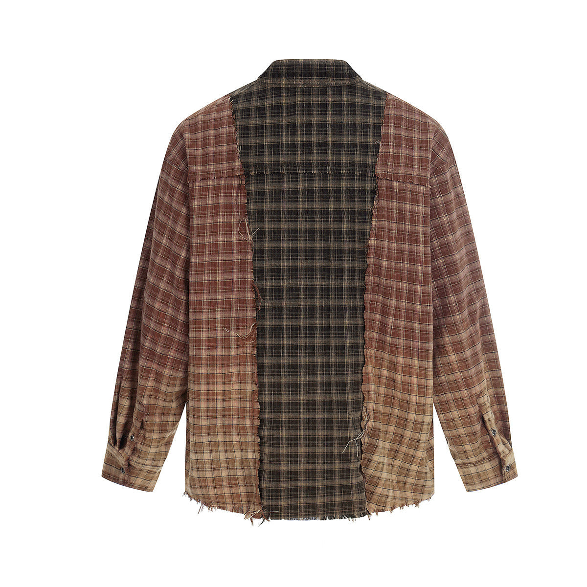 Plaid Washed Damage Long Sleeve Shirt