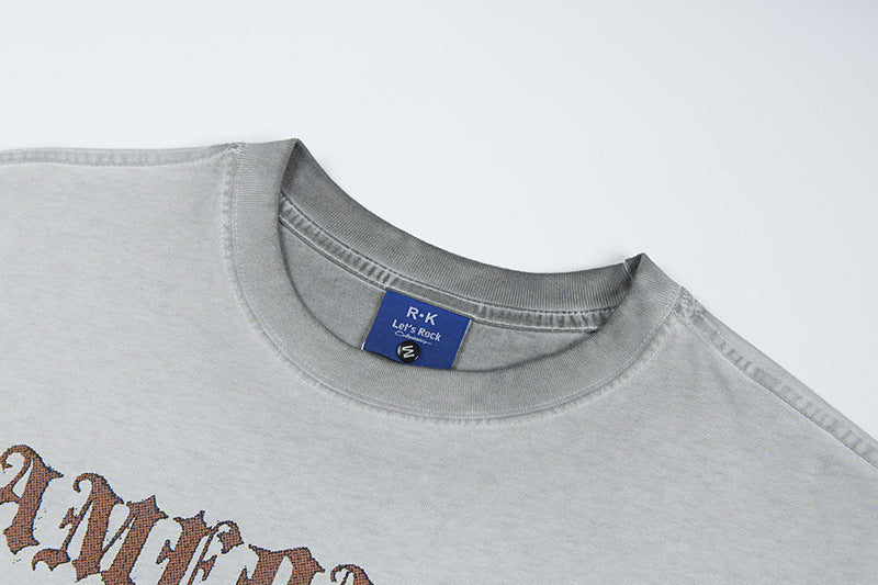 Washed Portrait Print Short Sleeve T-Shirt