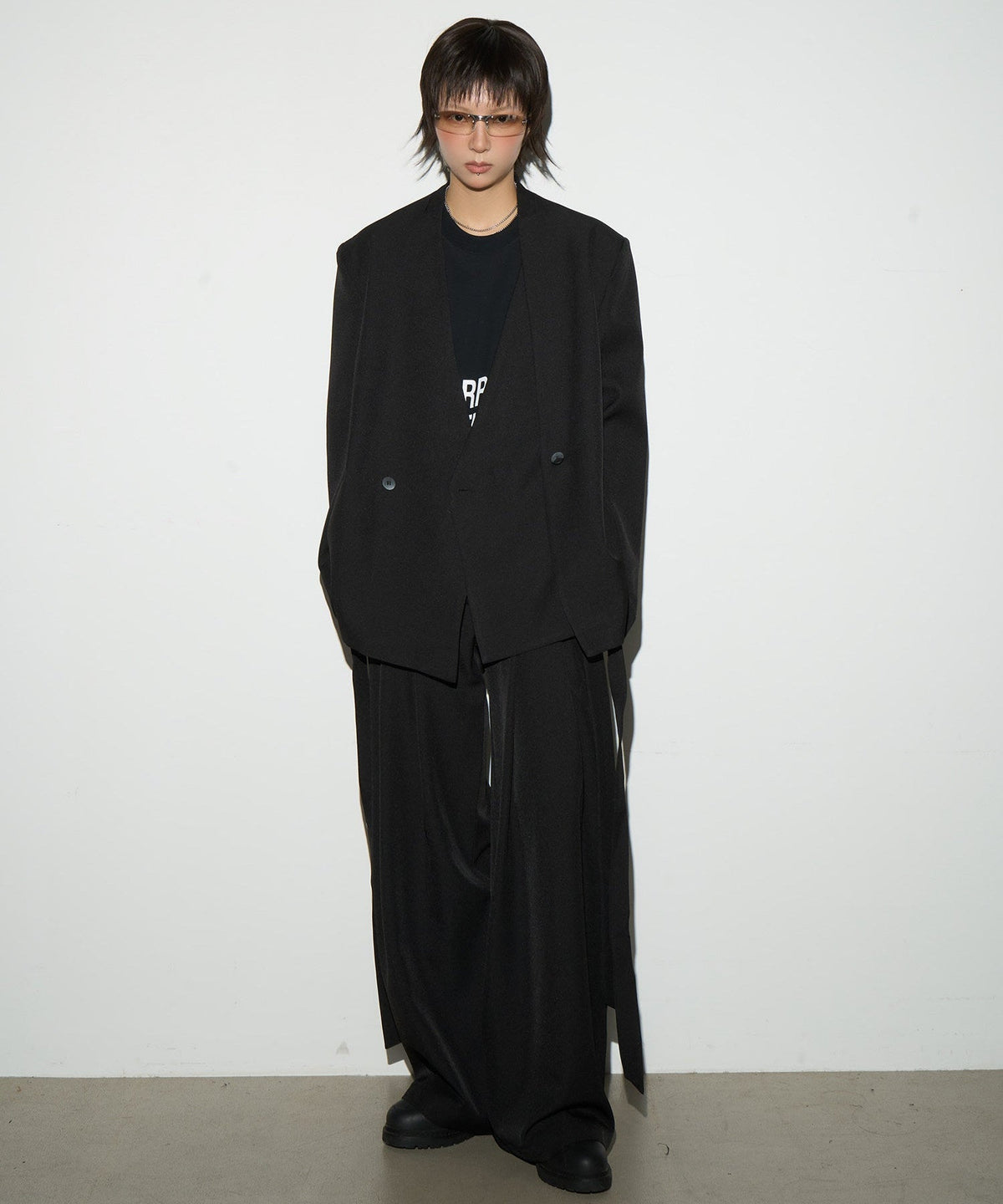 Wrap Tie Waist Tailored Jacket & Wide Leg Trousers Setup