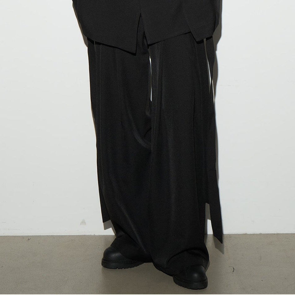 Wrap Tie Waist Tailored Jacket & Wide Leg Trousers Setup