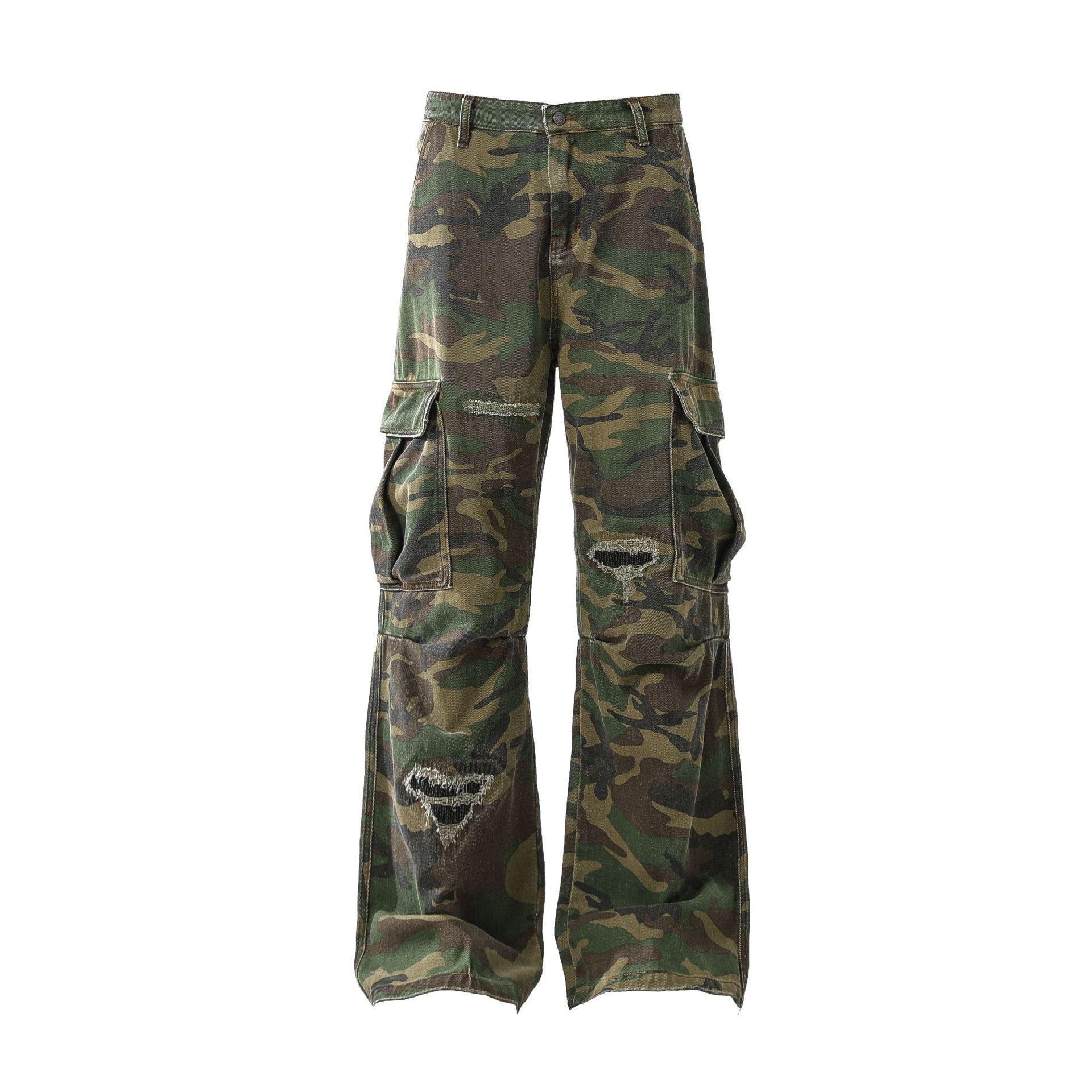 Camouflage Damage Cargo Pants