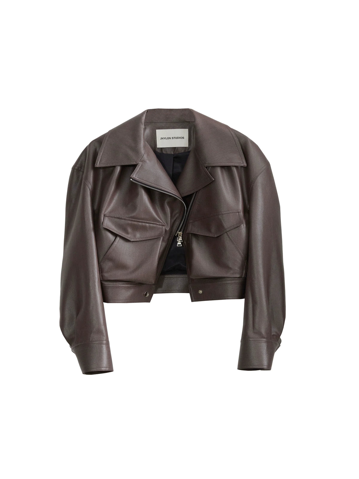 Brown PU Leather Short Jacket