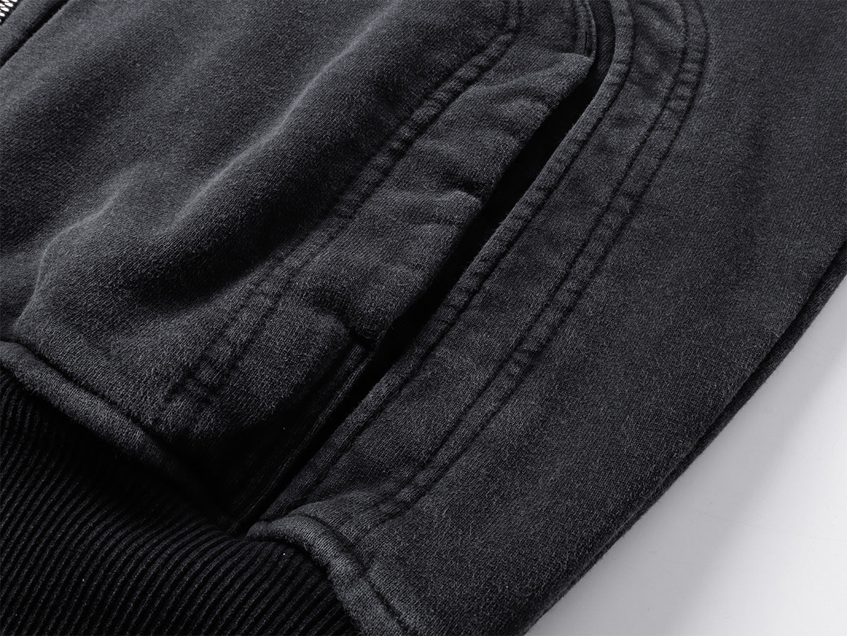 Heavyweight Wash Damage Zipper Hoodie