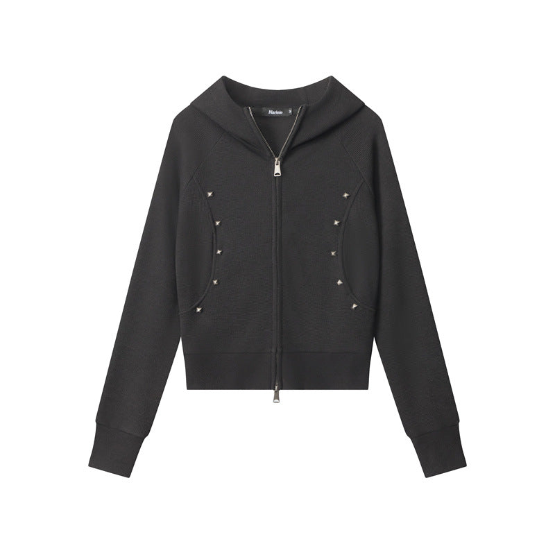Veste à capuche avec double fermeture éclair et étoile