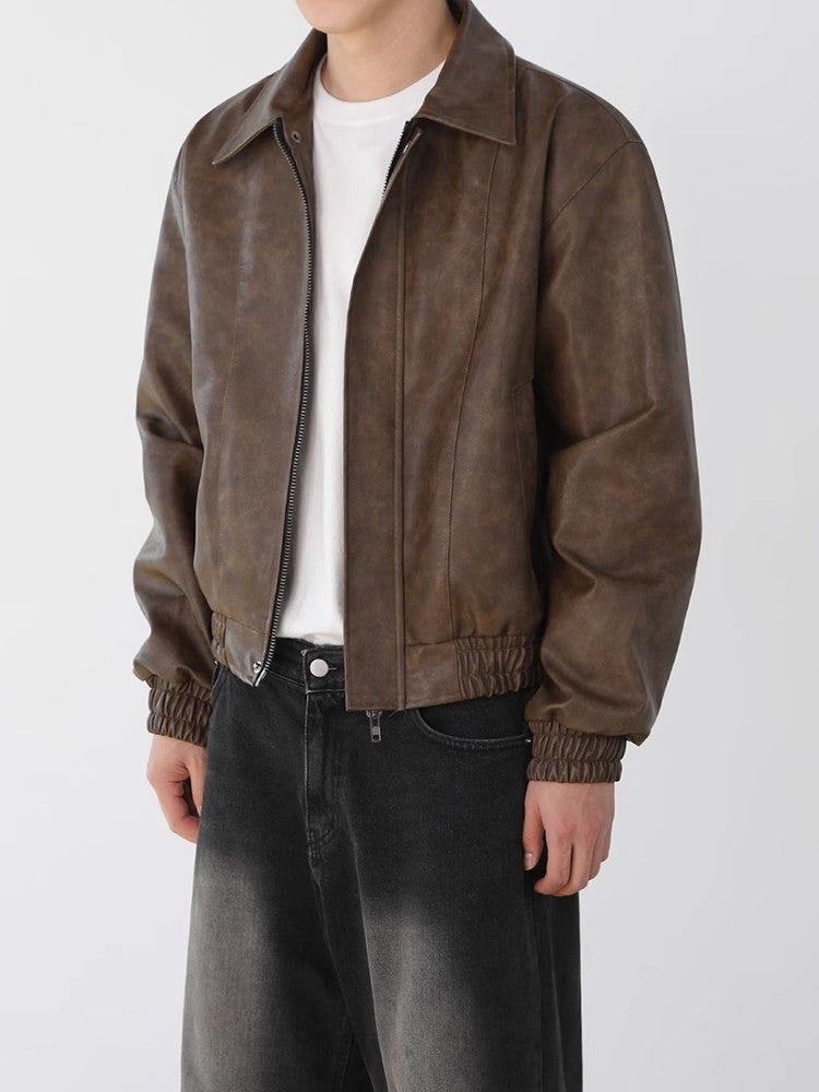 Zipper PU Leather Jacket