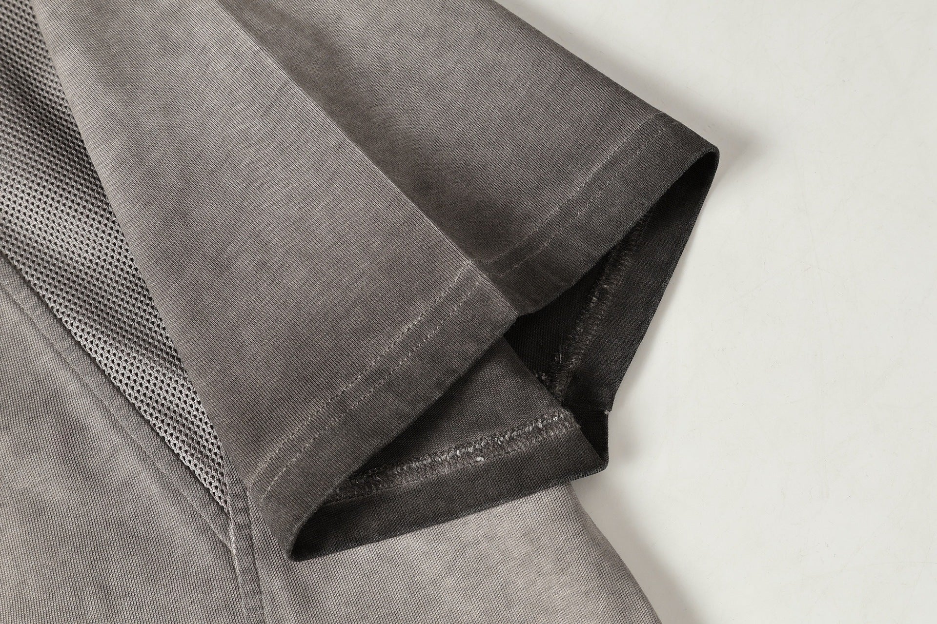 Washed Mesh Panel Short Sleeve T-Shirt