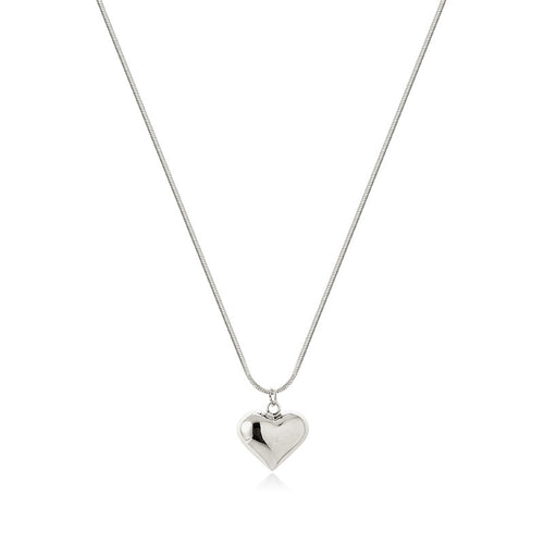 Love Heart-Shaped Necklace - White Gold