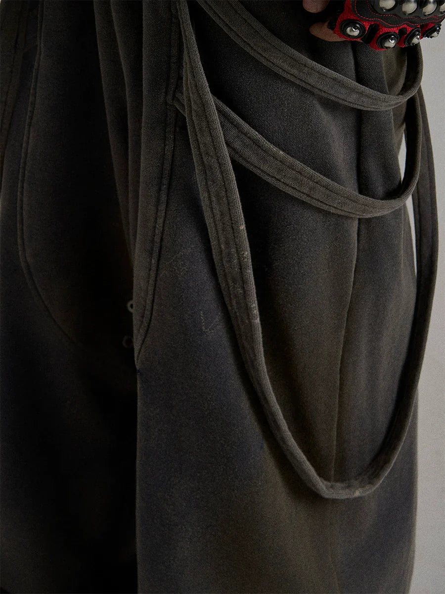 Washed Double Zipper Hoodie &Wide Leg Washed Sweatpants Setup